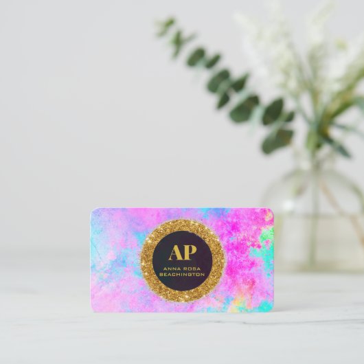 *~ QR AP93 Neon bOLD Abstract Visitekaartje (Staand voorkant)