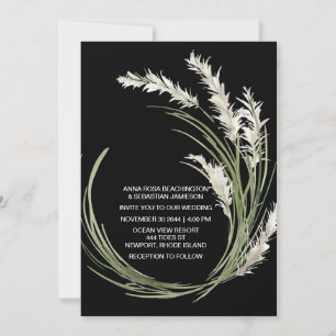 *~* QR AR21 RSVP Pampas Grass Botanical WEDDING Kaart