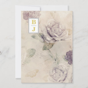 *~ QR AR26 RSVP Initialen Floral Wedding Kaart