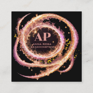 *~* QR Artistiek Roos Gouden Ringen Glitter Zwart Vierkante Visitekaartje
