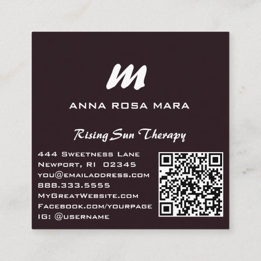 *~* QR Aubergine Abstract Landschap Natuur AP93 Vierkante Visitekaartje (Achterkant)