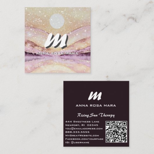 *~* QR BLUSH ROZE Abstract Landschap Natuur AP93 Vierkante Visitekaartje (Voorkant / Achterkant)