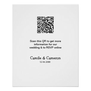 QR BRUILOFT WEBSITE voeg fotonaam datum zwart wit Perfect Poster