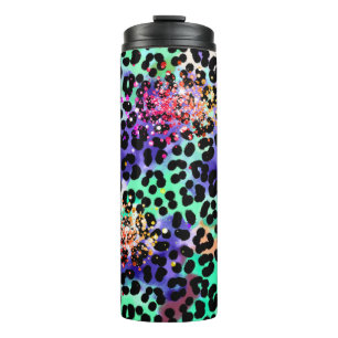 *~* QR Chic Rainbow Glitter Animal Leopard Spots  Thermosbeker