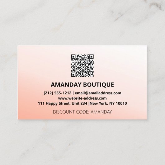 QR-CODE 20%OFF DICOUNT PROMOTIONAL INSERT BLUSH VISITEKAARTJE (Achterkant)