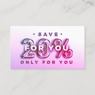 QR-CODE 20%OFF KORTINSERT DANK PINK VISITEKAARTJE
