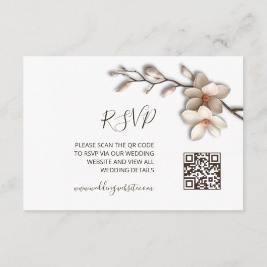 QR Code |  3D Bloem Magnolia RSVP Informatiekaartje (Voorkant)