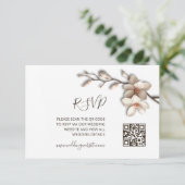 QR Code |  3D Bloem Magnolia RSVP Informatiekaartje (Staand voorkant)