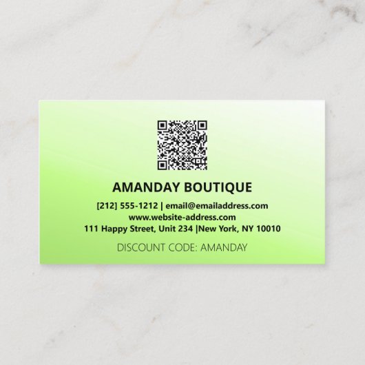 QR-CODE 40%OFF KORTING BEVORDERING GROEN VISITEKAARTJE (Achterkant)