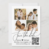 qr code 4 foto ' s collage minimalistisch sparen d notitiekaartje (Voorkant)