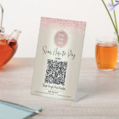 QR-code Aangepast Logo roze glitter betaal hier go Reclamebord Met Voetstuk (Insitu)