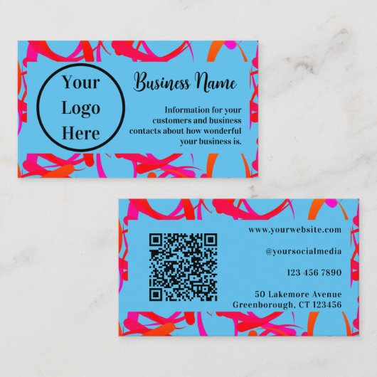 QR-code Aangepast uniek kleurig Abstract Visitekaartje (Voorkant / Achterkant)
