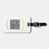 QR Code Aangepaste tekst Bagagelabel - Kies kleure (Voorkant horizontaal)