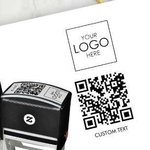 QR Code Aangepaste Tekst Business Logo Gepersonali Zelfinktende Stempel