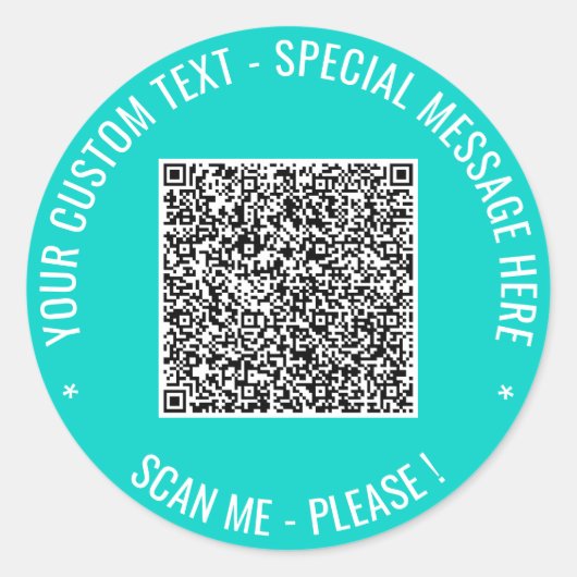 QR-code aangepaste tekst en kleur sticker sjabloon (Voorkant)
