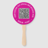 QR-code Aangepaste Tekst en Kleuren Handventilator Handwaaier (Voorkant)