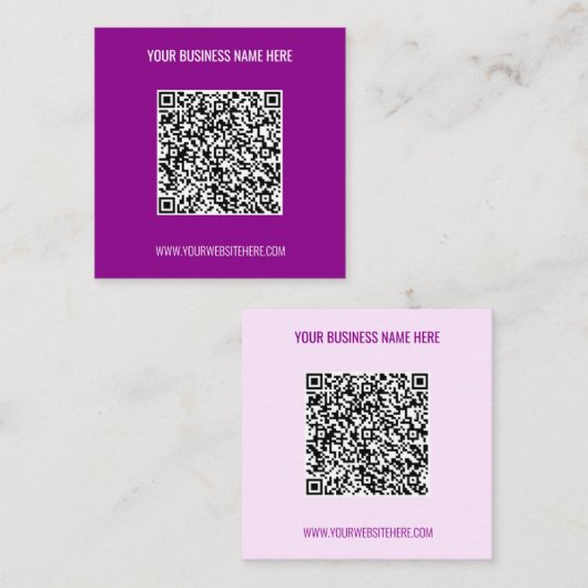 QR code aangepaste tekst ontwerp je eigen Visiteka Vierkante Visitekaartje (Voorkant / Achterkant)