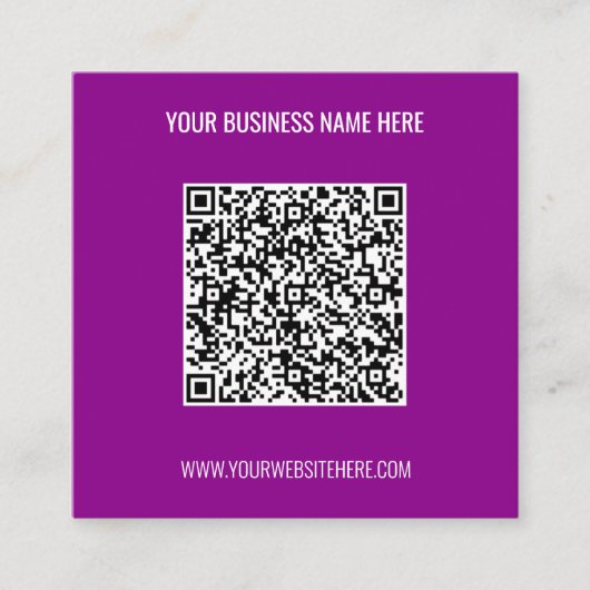 QR code aangepaste tekst ontwerp je eigen Visiteka Vierkante Visitekaartje (Voorkant)