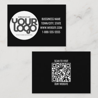 QR-code aanpasbaar modern zwart Notitiekaartje