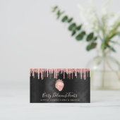 QR-code Aardbeien Roos Gold Drip Confection Black Visitekaartje (Staand voorkant)