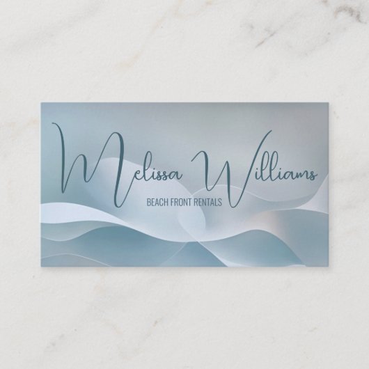 QR Code Abstracte Art Wave Initialen Visitekaartje (Voorkant)