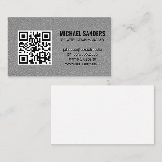 QR-code | Achtergrond leder Visitekaartje (Voorkant / Achterkant)