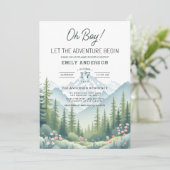 QR Code Adventure begint met Woodland Baby shower Kaart (Staand voorkant)