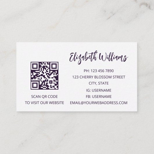 QR-code Amethyst Gem Stone Visitekaartje (Achterkant)