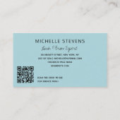 QR CODE aqua blue lash-technicus typografie Visitekaartje (Achterkant)