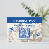 QR Code Aquarel Santorini Bestemming bruiloft RSVP Kaartje (Staand voorkant)