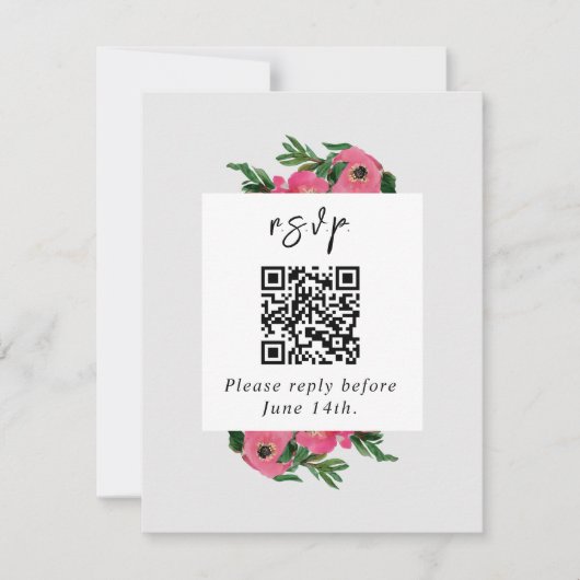 QR Code Aquarelle Anémonique Mariage RSVP (Devant)