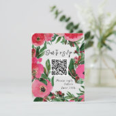 QR Code Aquarelle rose Anémone Mariage RSVP (Debout devant)