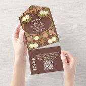 QR Code  Art Nouveau bruiloft All In One Uitnodiging (Afscheurbaar)