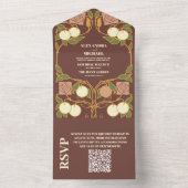 QR Code  Art Nouveau bruiloft All In One Uitnodiging (Binnen)