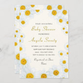 QR Code Baby shower Invitation met Daisy Flowers (Voorkant / Achterkant)