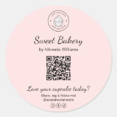 QR Code Bakery Logo Pink Business Sticker (Devant)