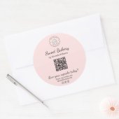 QR Code Bakery Logo Pink Business Sticker (Enveloppe)