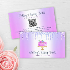 QR-code Bakery Paars Cake Glitter Drift Dessert Visitekaartje