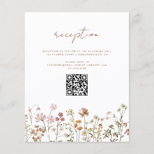 QR-code Baptismetuin met wilde bloemen in bloei (Achterkant)