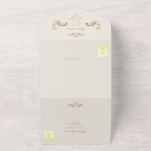 QR Code Barok Gouden Huwelijk All In One Uitnodiging (Buitenkant)