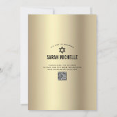 QR Code Bat Mitzvah Modern Zwart Goud Glitter Foli Kaart (Achterkant)