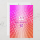 QR Code Bat Mitzvah Retro Roze Sinaasappel Gradien Kaart (Achterkant)
