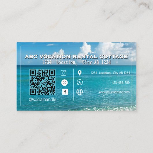 QR Code Beach Elegant Spa Carte de visite de voyag (Dos)