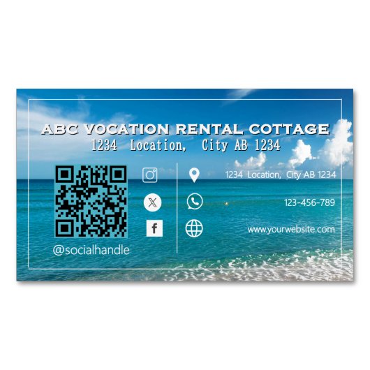 QR Code Beach Elegant Spa Reizen Magnetisch Visitekaartje (Voorkant)