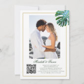 QR Code Beach Tropisch monstera laat gouden foto a Kaart (Achterkant)