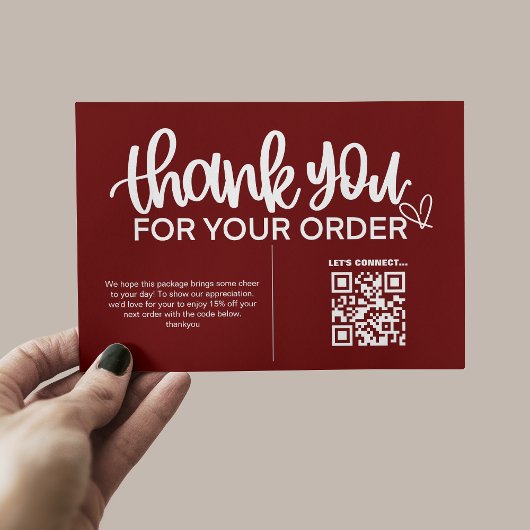 QR-code Bedankt voor uw aankoop pakket invoegen Informatiekaartje