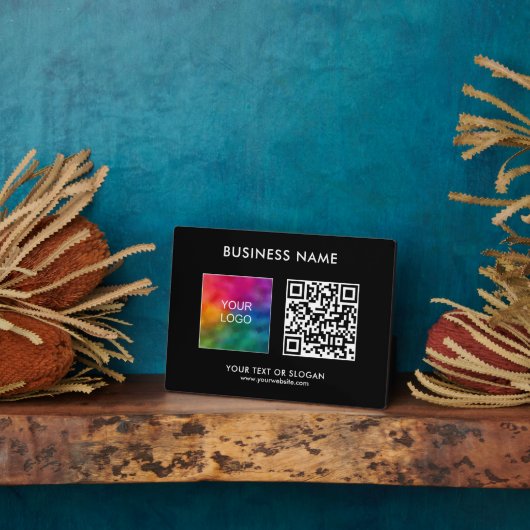 QR Code Bedrijf Bedrijf Logo Aangepaste Horizontaa Fotoplaat (Zijkant)