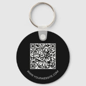QR Code Bedrijf Black Business Logo Round Sleutelhanger (Achterkant)