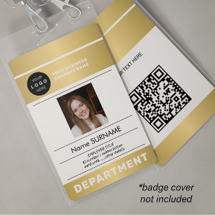 QR-code bedrijf logo foto van werknemer gouden ID Badge