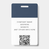 QR-code - Bedrijf Logo Navy Blue Photo Employee ID Badge (Back)